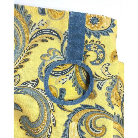 Handmade Paisley Table Runner 65" Center Opening Yellow Blue Floral Feathers - Picture 7 of 9